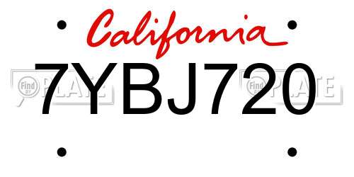 7YBJ720 California License Plate