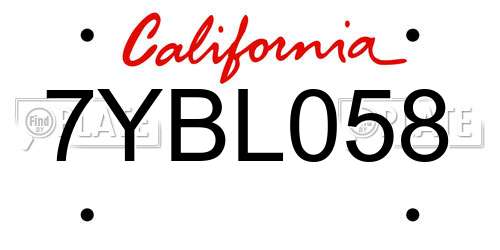 7YBL058 California License Plate