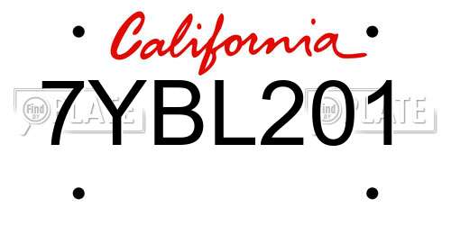 7YBL201 California License Plate
