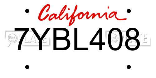 7YBL408 California License Plate