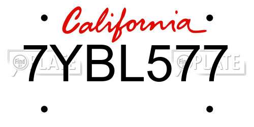 7YBL577 California License Plate
