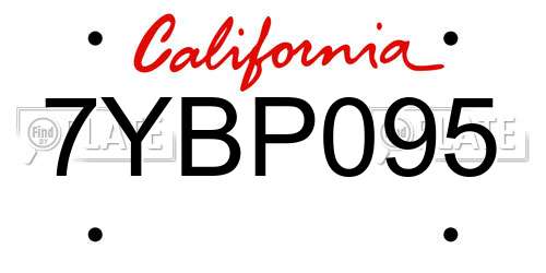 7YBP095 California License Plate