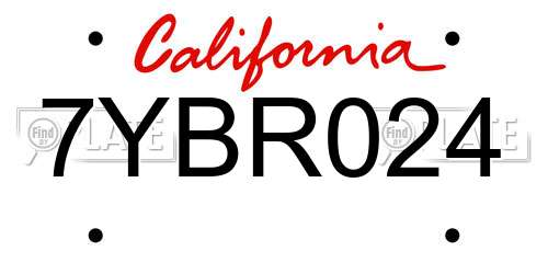 7YBR024 California License Plate