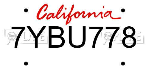 7YBU778 California License Plate