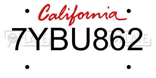 7YBU862 California License Plate