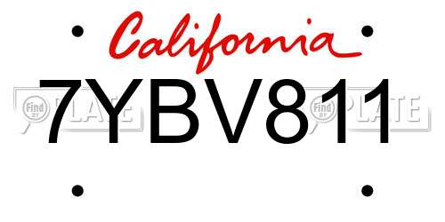 7YBV811 California License Plate