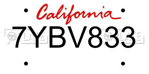 7YBV833 California License Plate