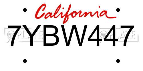 7YBW447 California License Plate