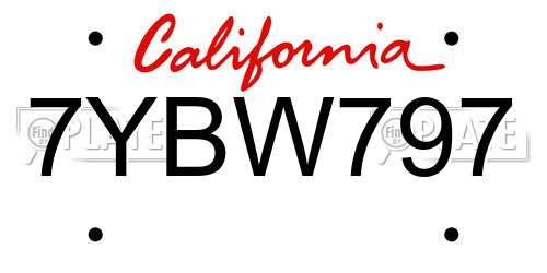 7YBW797 California License Plate