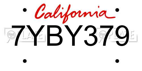7YBY379 California License Plate