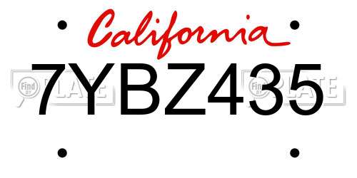 7YBZ435 California License Plate