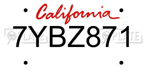 7YBZ871 California License Plate
