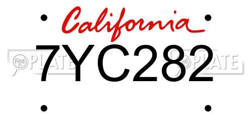 7YC282 California License Plate