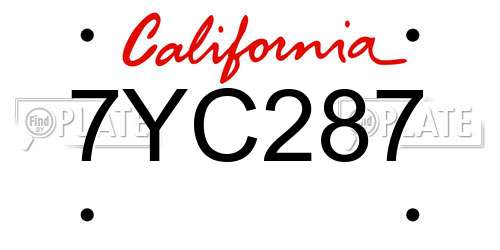 7YC287 California License Plate