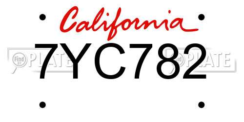 7YC782 California License Plate