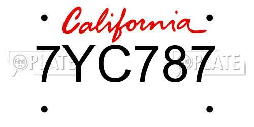 7YC787 California License Plate