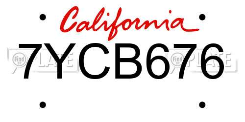 7YCB676 California License Plate