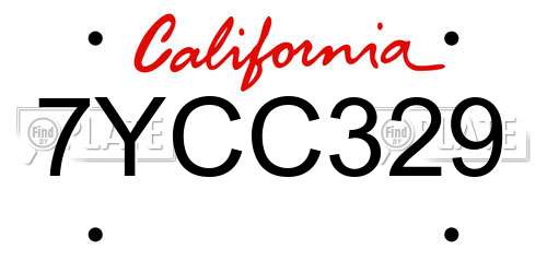 7YCC329 California License Plate