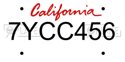 7YCC456 California License Plate