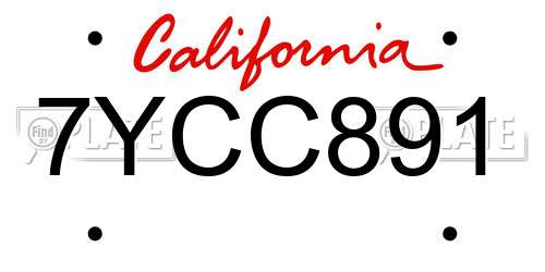 7YCC891 California License Plate