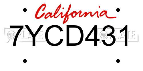 7YCD431 California License Plate