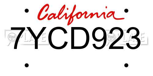 7YCD923 California License Plate