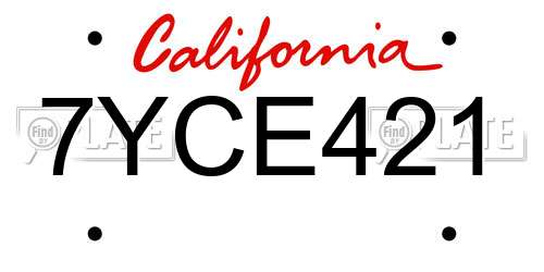 7YCE421 California License Plate