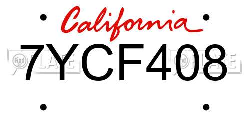 7YCF408 California License Plate