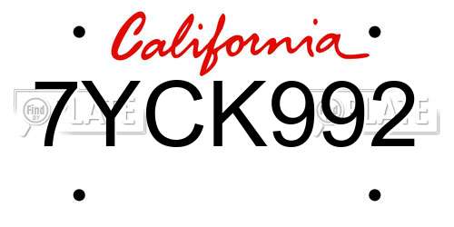 7YCK992 California License Plate