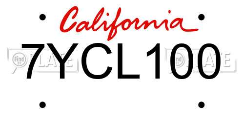 7YCL100 California License Plate