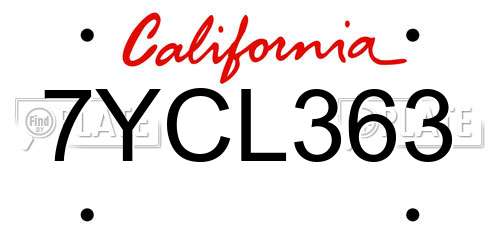 7YCL363 California License Plate