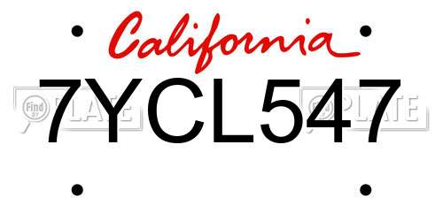 7YCL547 California License Plate
