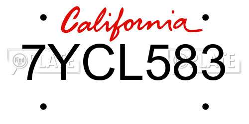 7YCL583 California License Plate