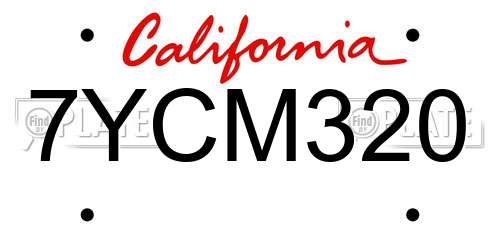 7YCM320 California License Plate