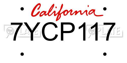 7YCP117 California License Plate