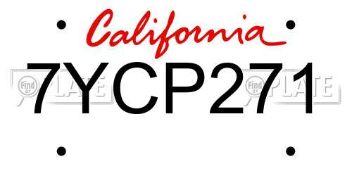 7YCP271 California License Plate