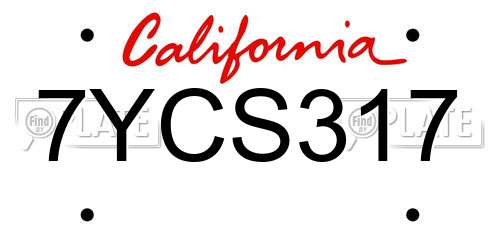 7YCS317 California License Plate