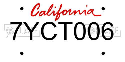 7YCT006 California License Plate