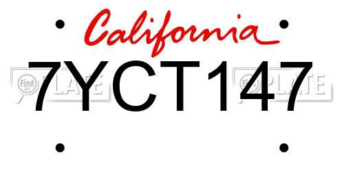 7YCT147 California License Plate