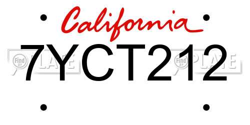 7YCT212 California License Plate