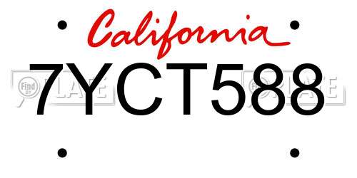 7YCT588 California License Plate
