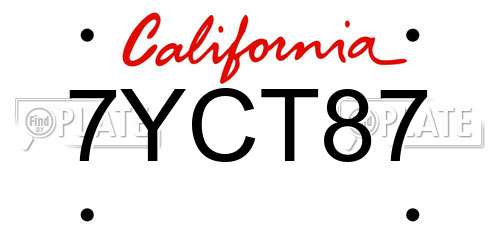 7YCT87 California License Plate