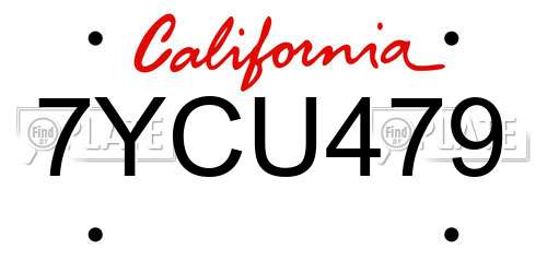 7YCU479 California License Plate