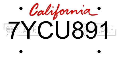 7YCU891 California License Plate