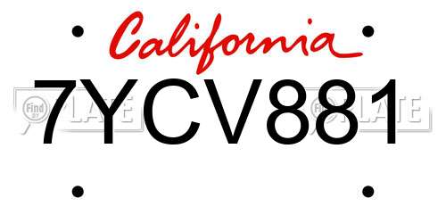 7YCV881 California License Plate