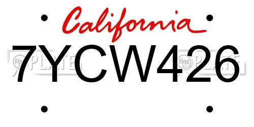 7YCW426 California License Plate