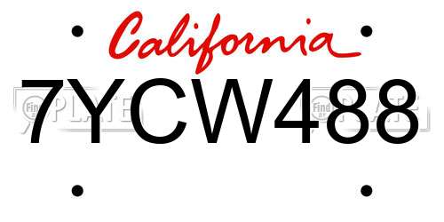7YCW488 California License Plate