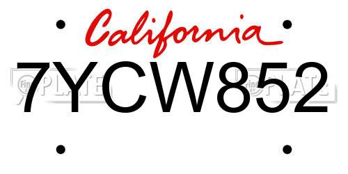 7YCW852 California License Plate