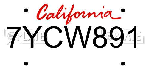 7YCW891 California License Plate