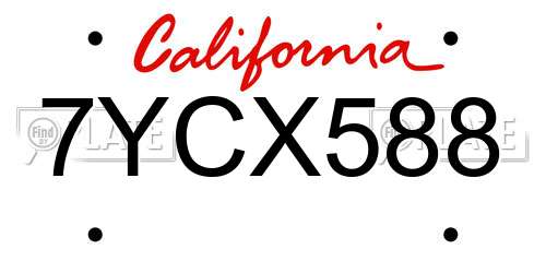 7YCX588 California License Plate